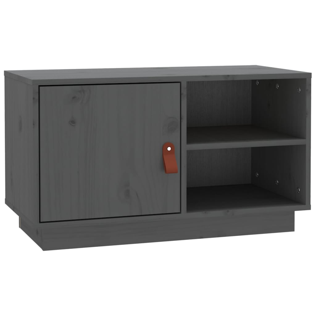 szürke tömör fenyőfa TV-szekrény 70 x 34 x 40 cm (818237)