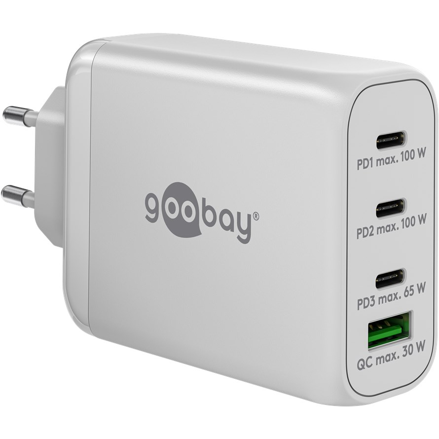 Goobay 65556 3x USB-C / USB-A Hálózati töltő - Fehér (100W) (65556)