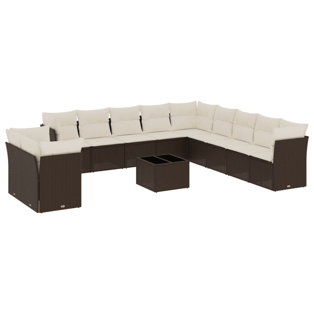 12 részes barna polyrattan kerti ülőgarnitúra párnákkal (3217893)