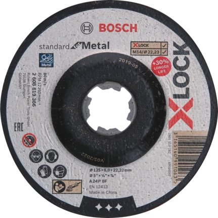 Bosch Accessories 2608619366 X-LOCK Nagyolótárcsa, hajlított Ø 125 mm Furat átmérő 22.23 mm Fém, Acél, Vas 1 db (2608619366)
