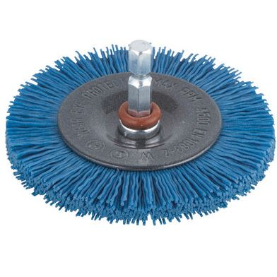 Cepillo De Disco De Nylon Azul Vástago Hexagonal 1/ 4" (6,35 Mm) Ø 100