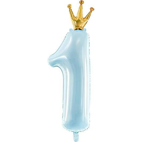 PartyDeco Balon foliowy Cyfra ''1'', 30x90cm, niebieski one size