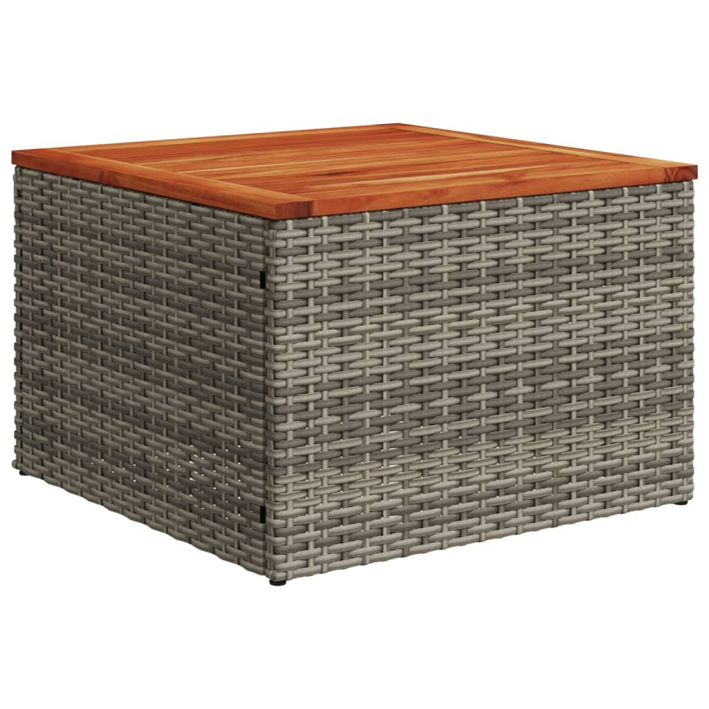 szürke polyrattan és akácfa kerti asztal 55 x 55 x 37 cm (366126)
