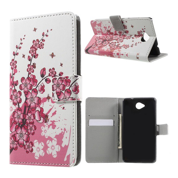 Tok álló, bőr hatású (FLIP, oldalra nyíló, asztali tartó funkció, virág minta) FEHÉR [Microsoft Lumia 650] (5996457616336)