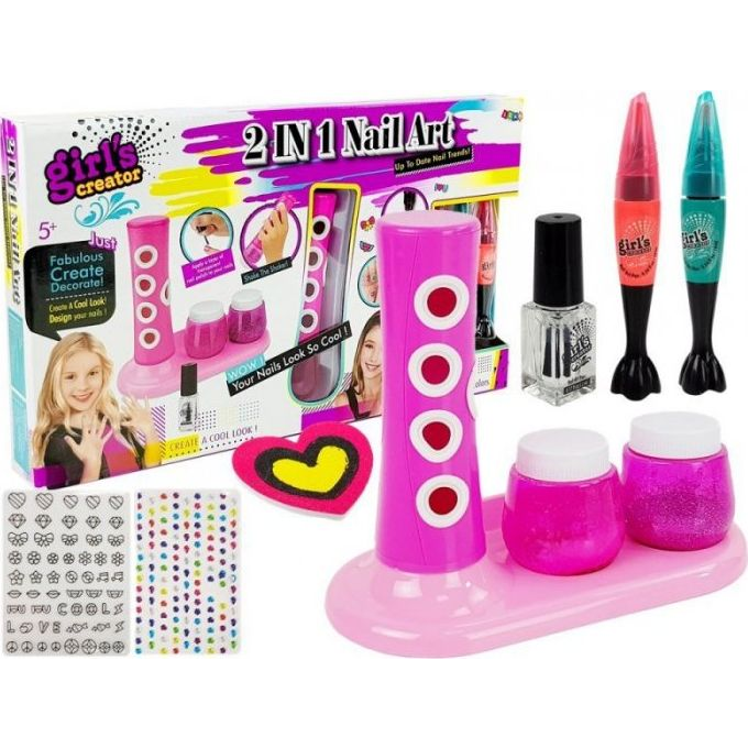 Körömfestő Készlet - Csillogó Adagolóval, Színes Matricákkal (8508-uniw)