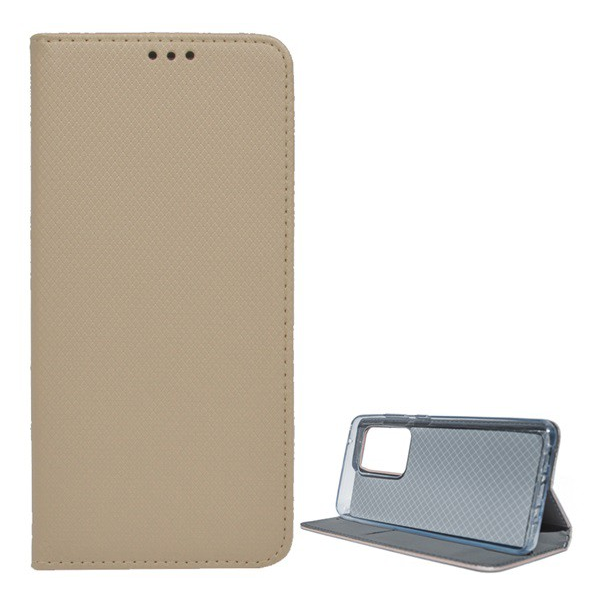 Tok álló, bőr hatású (FLIP, oldalra nyíló, asztali tartó funkció, rombusz minta) ARANY [Samsung Galaxy S20 Ultra 5G (SM-G988B)] (5996457942572)