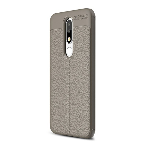 Szilikon telefonvédő (közepesen ütésálló, bőr hatású, varrás minta) SZÜRKE [Nokia 5.1 Plus (Nokia X5)] (5996457802760)