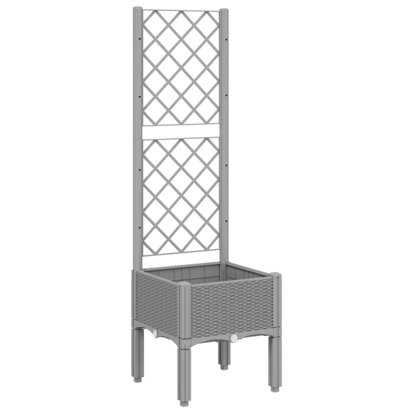 Jardinera Con Enrejado Pp Gris Claro 40x40x142 Cm Vidaxl