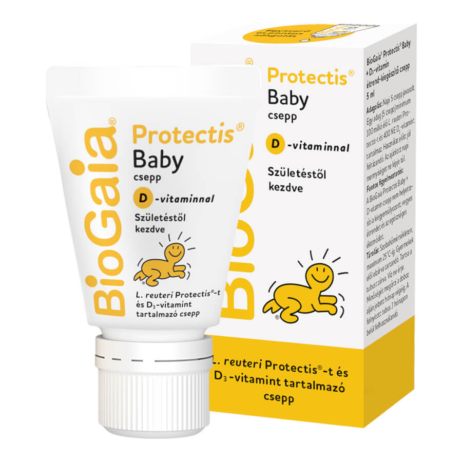 BioGaia Protectis Baby + D-vitamin, étrend-kiegészítő csepp, 0 éves kortól (HMLY-PHR-17189)