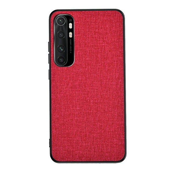 Műanyag telefonvédő (közepesen ütésálló, szilikon keret, textil hátlap) PIROS [Xiaomi Mi Note 10 Lite] (5996457990924)