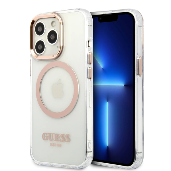 Carcasa Guess pentru iPhone 13 Pro Max 6.7" aur / aur carcasa tare Metal Outline Magsafe