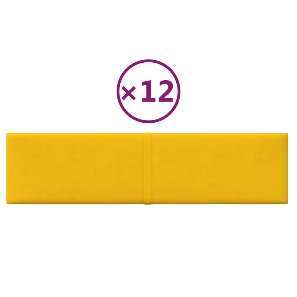 12 db sárga bársony fali panel 60 x 15 cm 1,08 m² (344069)