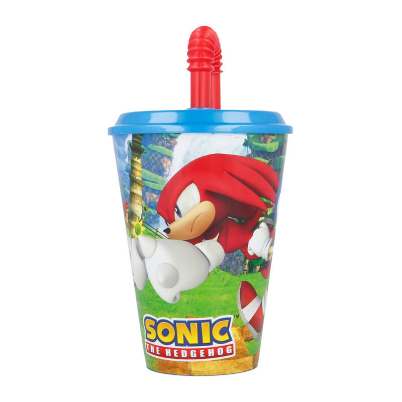 Stor Toys Sonic Műanyag gyerek Pohár szívószállal 430ml - Kék / piros (40530)