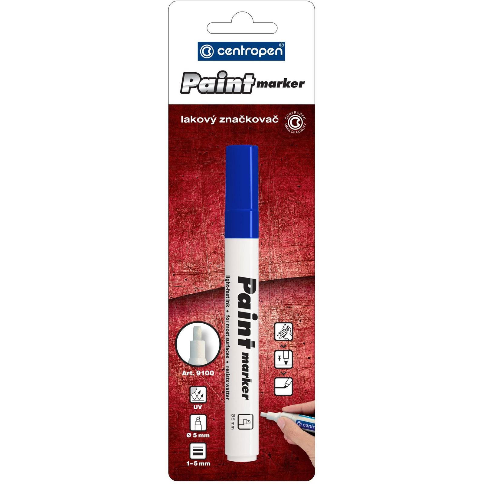 CENTROPEN 9100 - lakk, 2-5mm, kék (8595013625231)