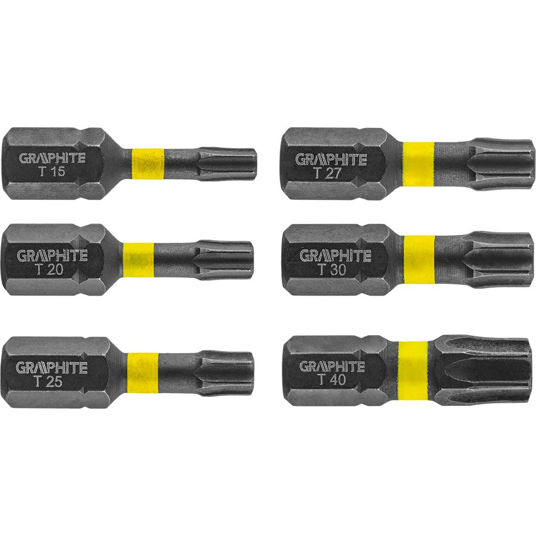 GRAPHITE 56H541 Torziós Ütvecsavarozó Bit Tx10/15/20/25/30/40X25mm, 6db (56H541)