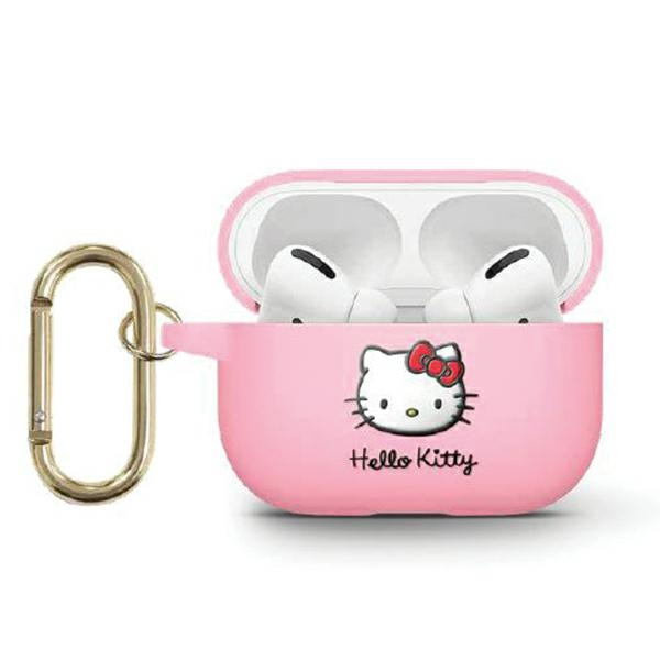 Hello Kitty 3D Kitty Head Airpods Pro 2 Szilikon tok - Pink (HKAP23DKHSP)