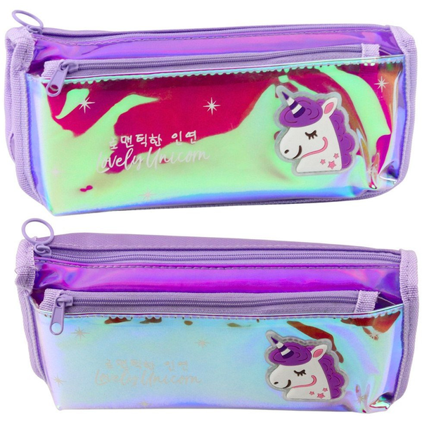 Holografikus Lila Unikornisos Iskolai Tolltartó 21,5×9 cm 21718