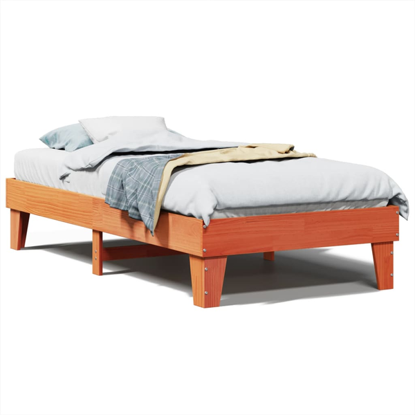 viaszbarna tömör fenyőfa ágy matrac nélkül 75 x 190 cm