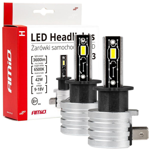 AMIO LED H3 12V 42W - fehér 5x1,5W (foglalat PK22s), 2 darabos készlet