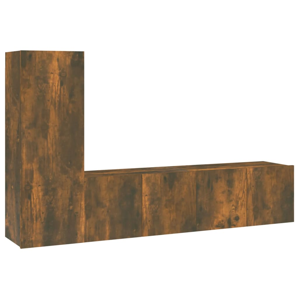 3 részes füstös tölgy színű szerelt fa TV-szekrényszett (3120257)