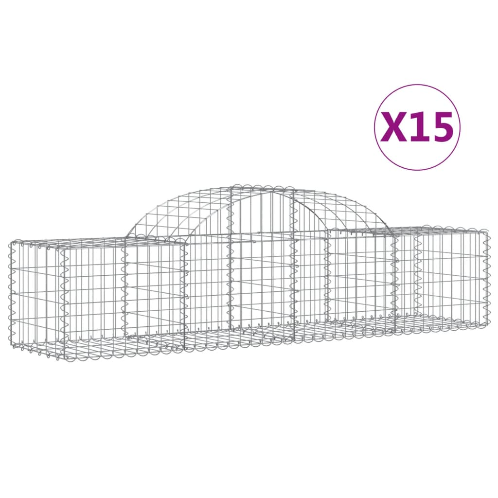 15 db íves horganyzott vas gabion kosár 200x50x40/60 cm (3146270)
