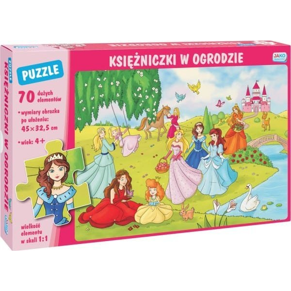 Wydawnictwo Jako Puzzle 70 elementów. Księżniczki w ogrodzie