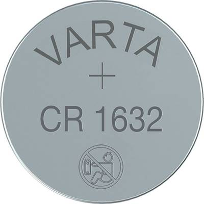 CR1632 lítium gombelem, 3 V, 140 mA, Varta BR1632, DL1632, ECR1632, KCR1632, KL1632, KECR1632, LM1632