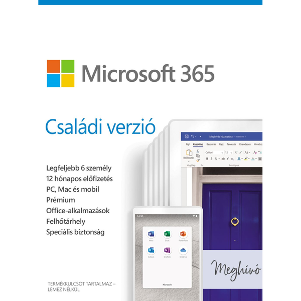 Microsoft 365 Családi verzió 1 év Elektronikus licenc (6GQ-00092)