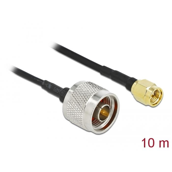 Delock antenna kábel N-dugó apa SMA-dugó LMR/CFD100 10m (90468) (DE90468)