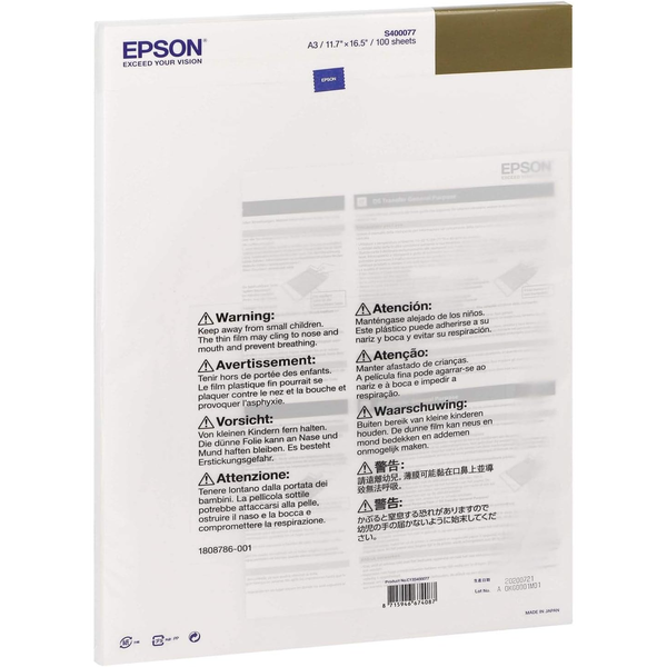 Papír EPSON Transferový A3 87g 100 listů pro SureColor SC-F500 F501