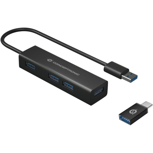 Conceptronic HUBBIES06B hub de interface USB 3.2 Gen 1 (3.1 Gen 1) Type-A 5000 Mbit/s Preto