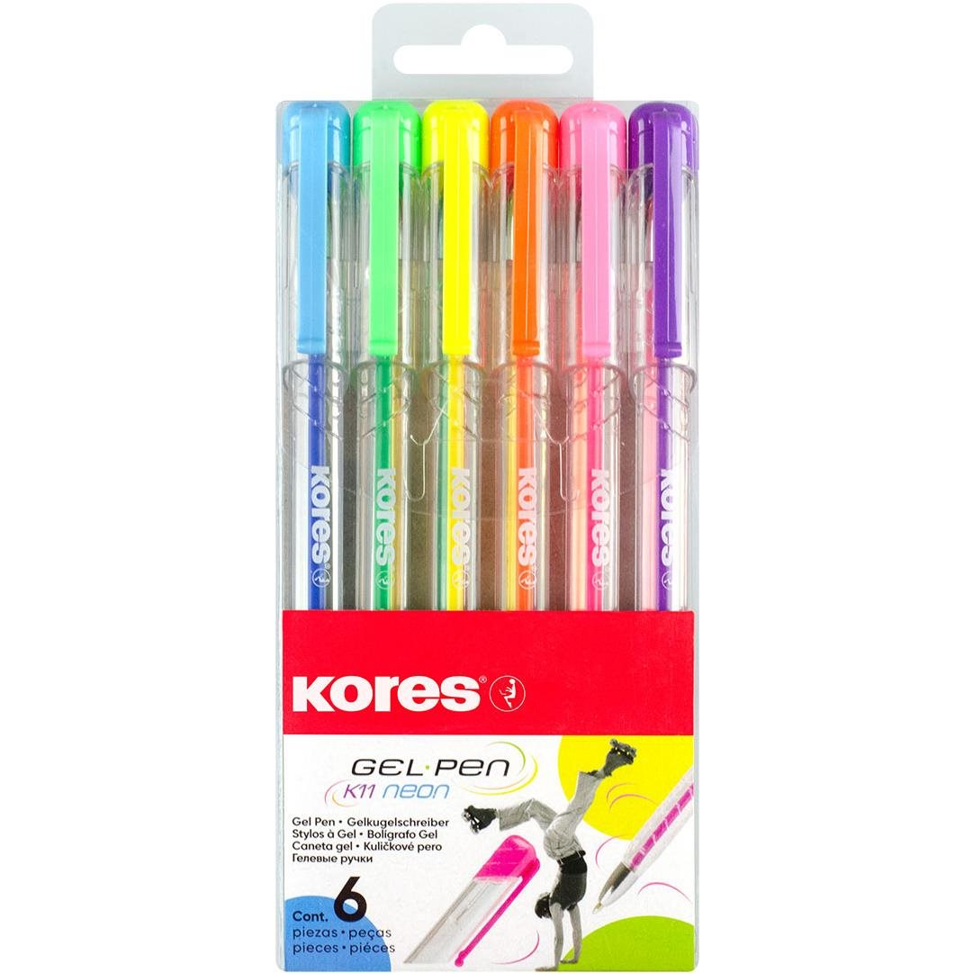 KORES K11 Gel Pen Neon, hegy 0,8 mm, 6 szín (28216)