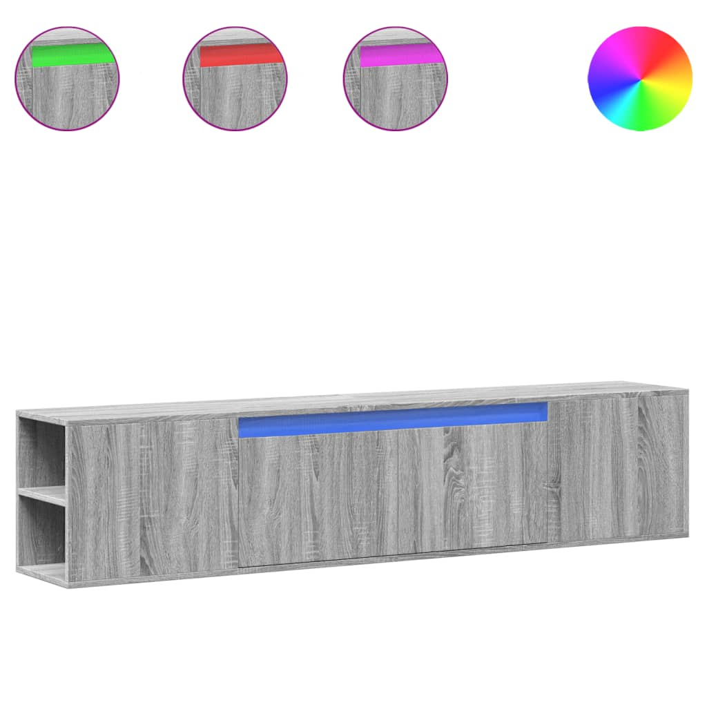 szürke sonoma színű fali TV-szekrény LED-del 180 x 31 x 39,5 cm (3307959)