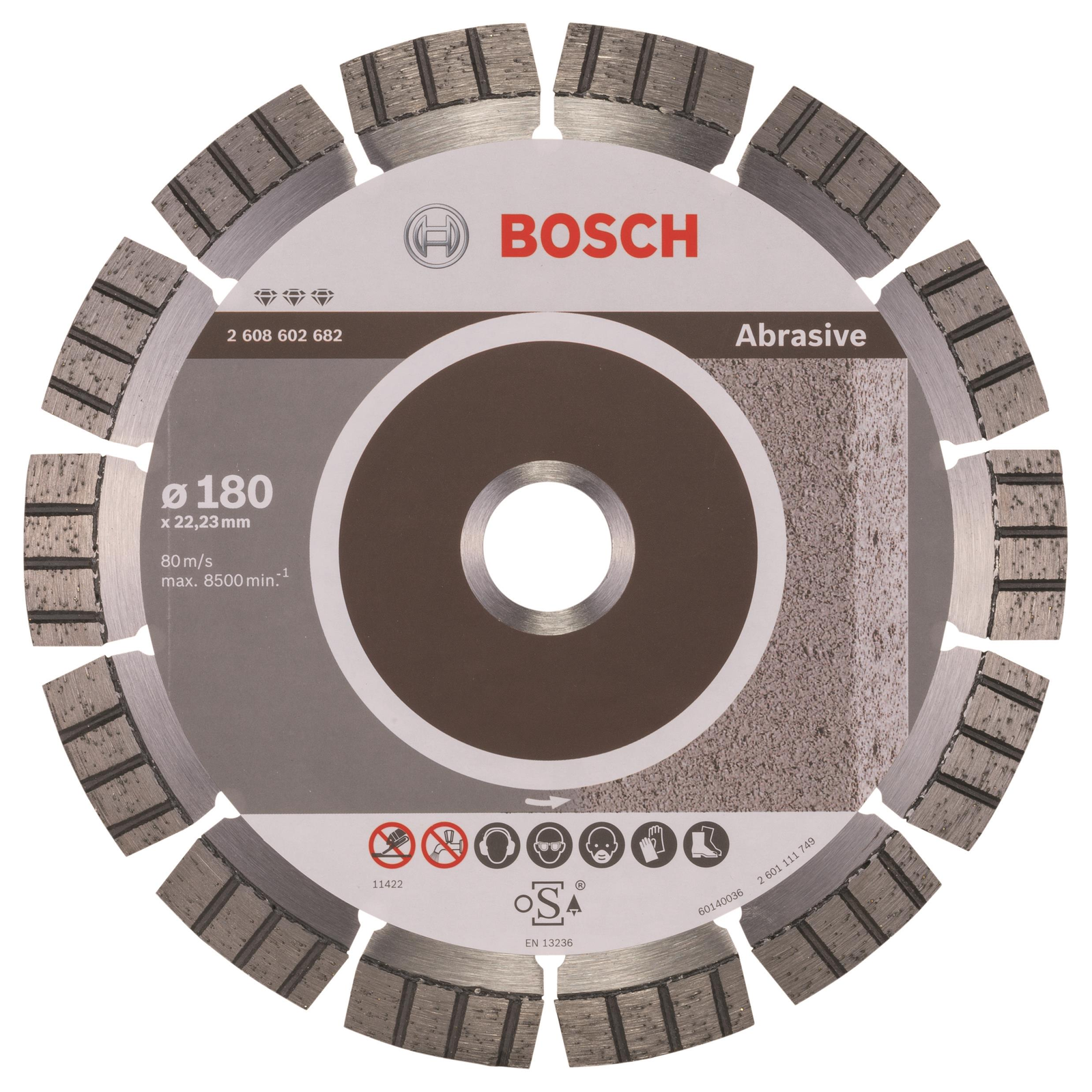 BOSCH 2608602682 Gyémánt vágótárcsa Best for Abrasive 180 x 22,23 x 2,4 x 12 mm (2.608.602.682)