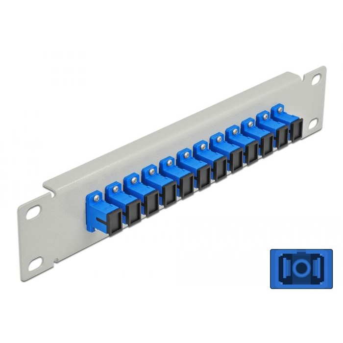 Delock 10 üvegszálas patch panel 12 portos SC Simplex 1U kék szürke (66781) (DE66781)