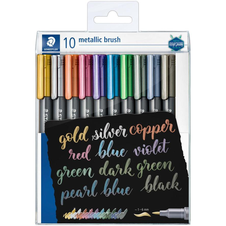 STAEDTLER Marker Metallic brush 10 Stück im Etui, 1-6mm (8321 TB10)
