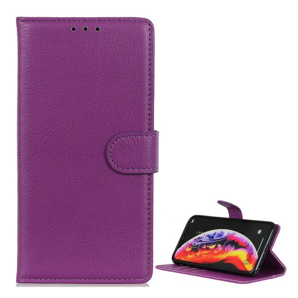 Tok álló, bőr hatású (FLIP, oldalra nyíló, asztali tartó funkció, prémium) LILA [Samsung Galaxy A40 (SM-A405F)] (5996457866397)