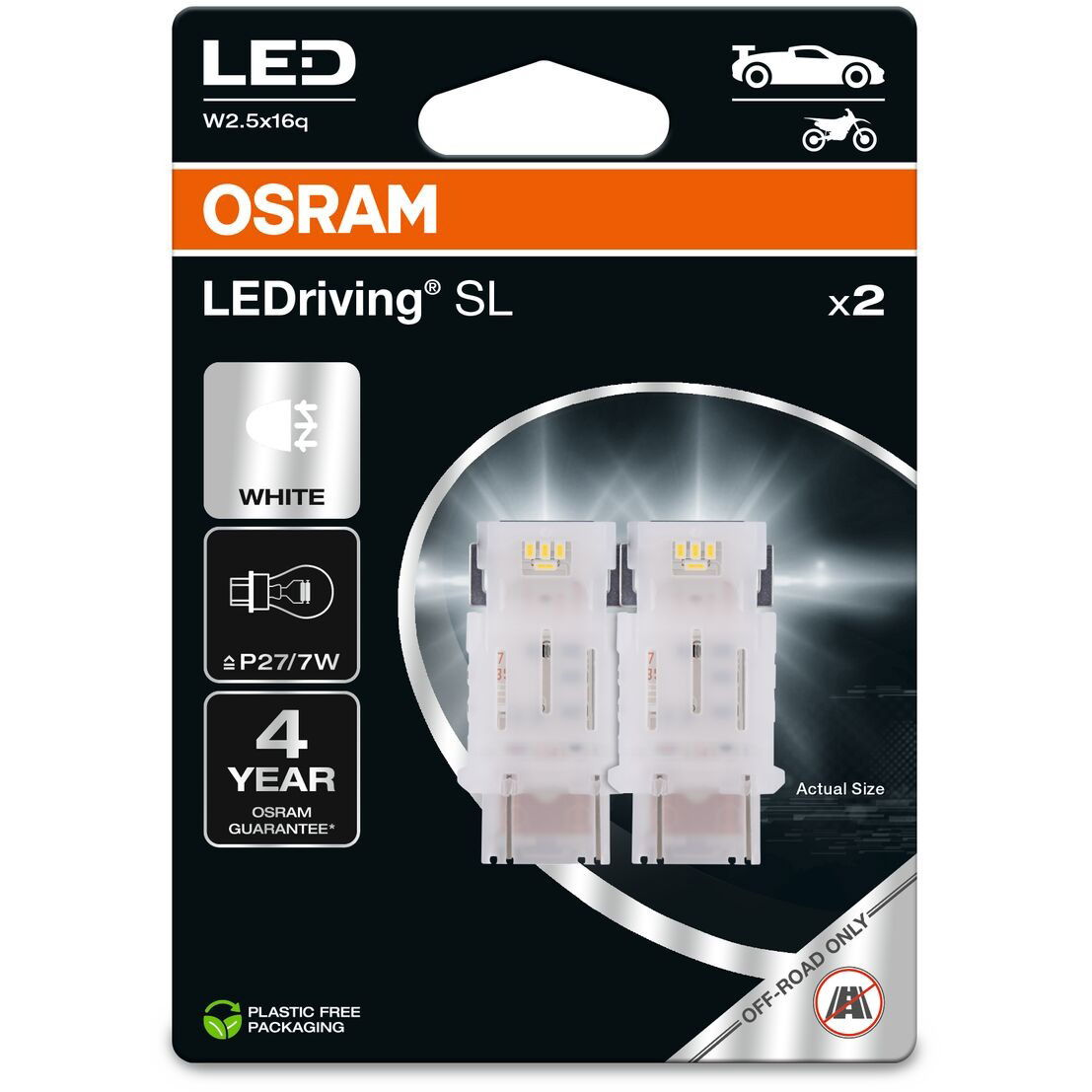 OSRAM LEDriving SL P27/7W hideg fehér 6000K 12V, 2 db a csomagban (3157DWP-2BL)