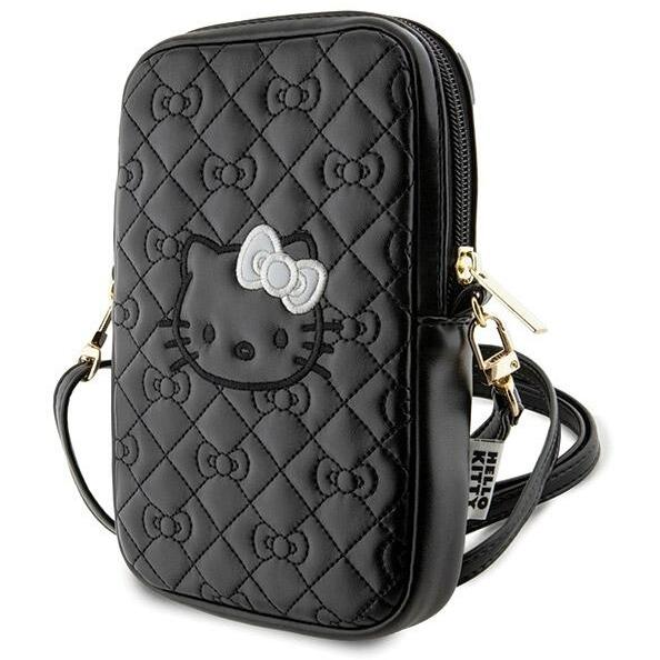 Hello Kitty Pattern Kitty Head Logo Telefon PU bőr tok - Fekete (HKPBPEKHBPK)