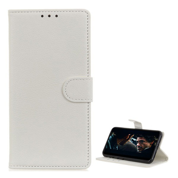 Tok álló, bőr hatású (FLIP, oldalra nyíló, asztali tartó funkció, prémium) FEHÉR [Samsung Galaxy A01 (SM-A015F)] (5996457935642)