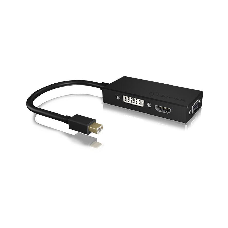 ICY BOX IB-AC1032 Mini DisplayPort DVI-D + VGA (D-Sub) + HDMI Fekete (IB-AC1032)