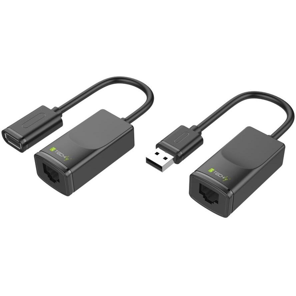 Techly IUSB-EXTENDTY2 kabel kønsskifter RJ-45 USB 2.0 Type-A Sort