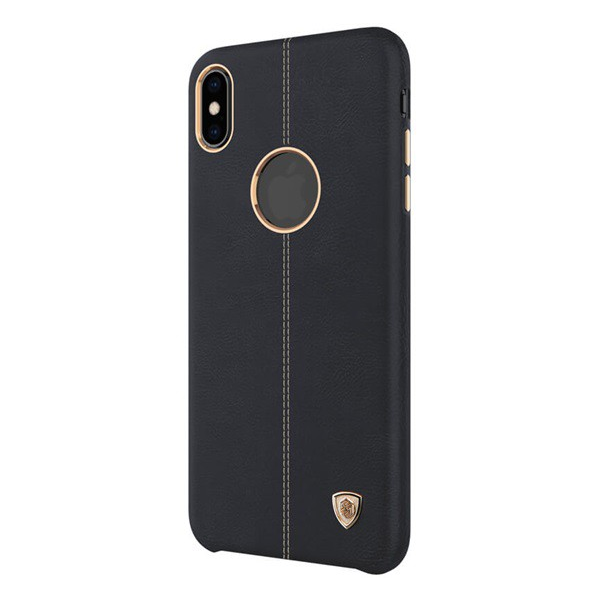 NILLKIN ENGLON műanyag telefonvédő (bőr hatású, varrás minta, logo kivágás) FEKETE [Apple iPhone XS Max 6.5] (5996457820733)