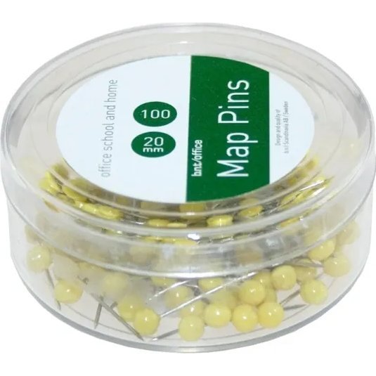  Stickn Kortnåle 4mmx20mm gul 100stk/pak - (100 stk.)