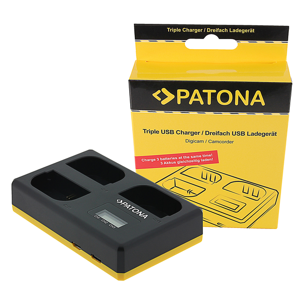 Patona PT1924 Foto Triple Canon LP-E6 Akkumulátor töltő + LCD Kijelző