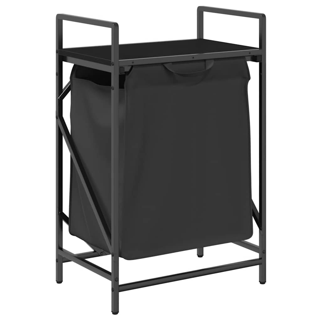 fekete tölgyfa mosodai kosár 1 rekeszes polccal (859070)