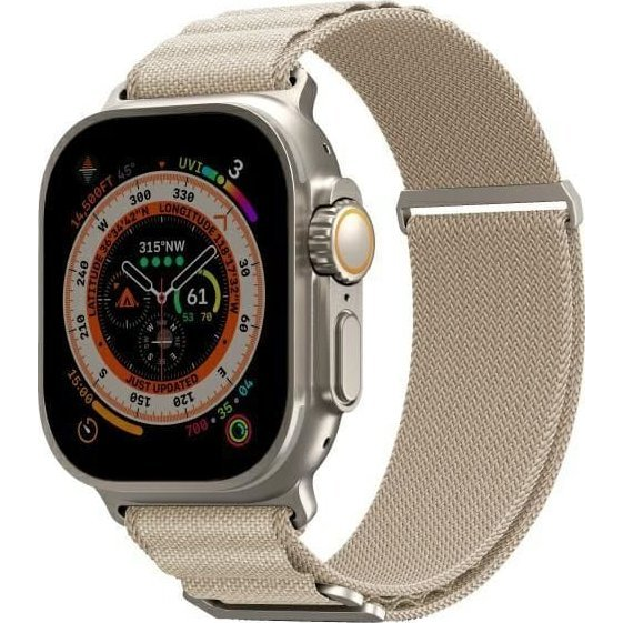 Каишка за Apple Watch Ultra Skinarma Kobu 49/45/44 мм, цвят слонова кост/слонова кост