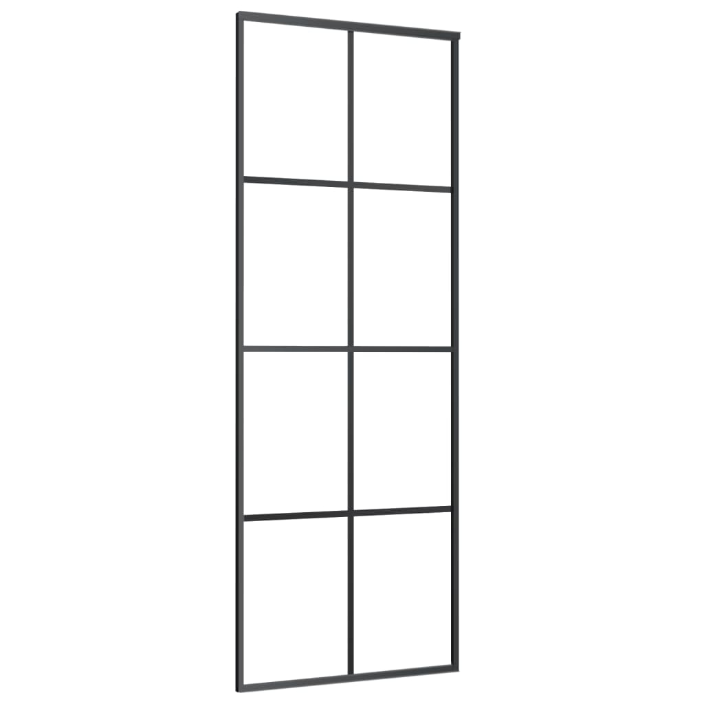 fekete ESG üveg és alumínium tolóajtó 76 x 205 cm (151666)