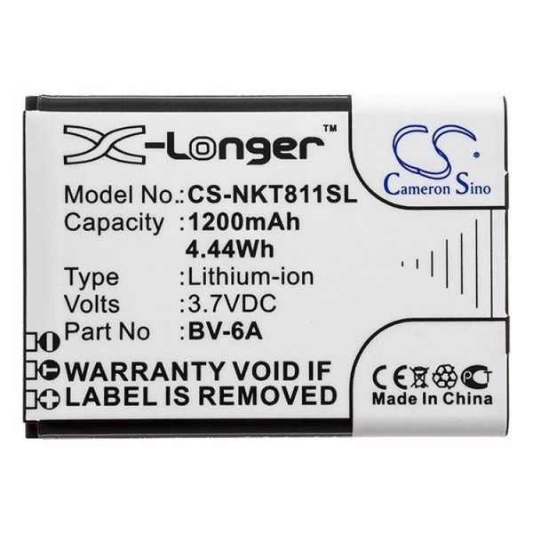 Cameron Sino Nokia BV-6A kompatibilis 3.7V/1200mAh Li-Ion akkumulátor (CS-NKT811SL)