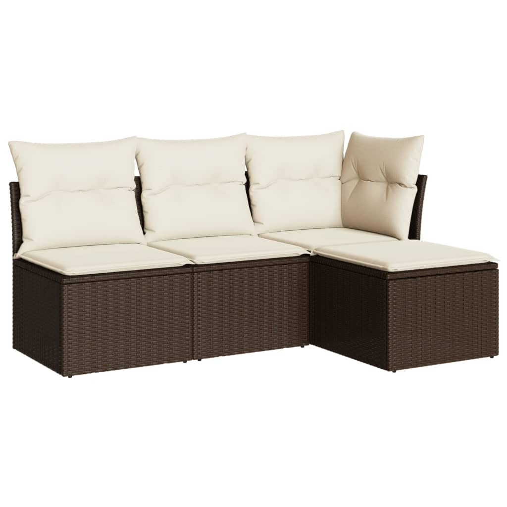 4 részes barna polyrattan kerti ülőgarnitúra párnákkal (3249342)